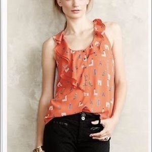 Anthropologie orange print top